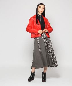 外贸出口日本原单女款真皮皮衣机车夹克  正红色 原标