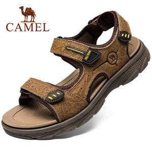 Camel/骆驼男鞋夏季新款户外防滑沙滩鞋头层牛皮厚底休闲凉鞋男46