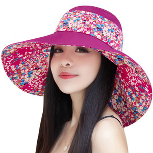 夏天遮阳帽女士大檐可折叠双面可戴韩版防晒防紫外线太阳帽沙滩帽