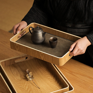 日式水曲柳本色木质功夫托盘长方形水壶茶具收纳盘面包店托盘餐盘