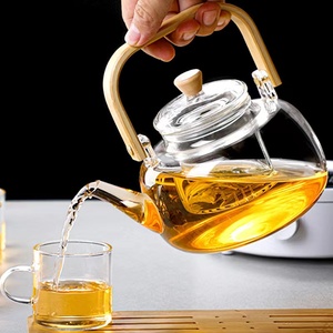 提梁壶玻璃带盖竹把手含内胆煮茶烧水日式家用高硼硅玻璃茶壶套装