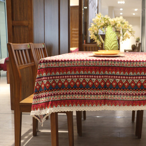 异域民族风纯棉麻桌布泰式餐厅吧台装饰网红台布尺寸可定做