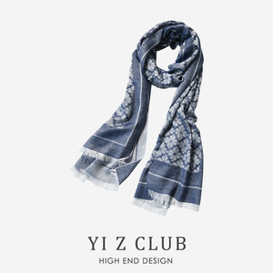 Yi Z CLUB 轻奢精致流苏花朵提花桑蚕丝棉长方形丝巾围巾披肩0.12