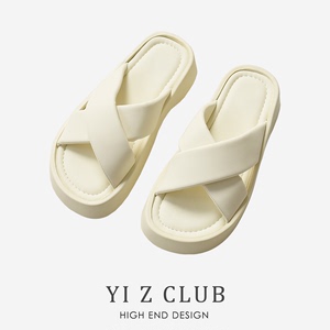 Yi Z CLUB 时尚休闲风增高厚底交叉带拖鞋沙滩凉鞋春夏女鞋子0.81