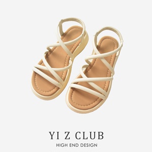 Yi Z CLUB 时尚交叉带质感牛皮露趾罗马凉鞋沙滩鞋春夏女鞋子0.67