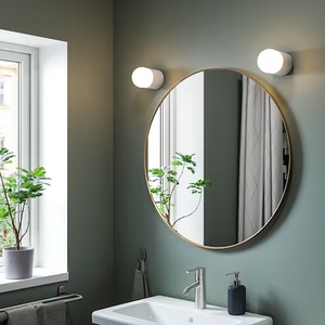 IKEA宜家林德比恩镜子浴室镜化妆镜圆镜穿衣镜直径80厘米白色黑色