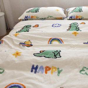 小恐龙床单卡通日系纯棉小怪兽被套枕套全棉被罩床笠可配三四件套
