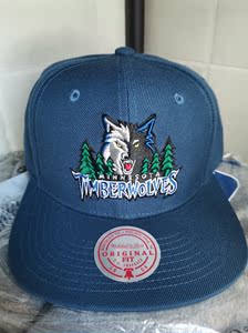 美国代购正品Mitchell & Ness明尼苏达森林狼队复古帽子棒球帽蓝