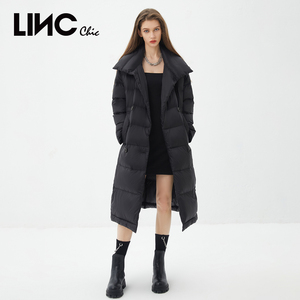 LINCCHIC金羽杰风衣式中长款羽绒服女冬季翻领时髦外套Y21808159