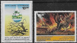 毛里塔尼亚 1984 森林火灾 环境保护 邮票 2全 原胶无贴