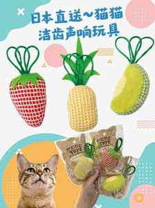 日本直购 猫猫洁齿声响玩具 哈蜜瓜 菠萝 草莓 沙沙声逗趣玩具