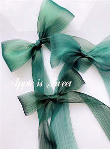 自带气质的墨绿色3米 6cm皱褶发饰丝带diy手工飘带蝴蝶结材料