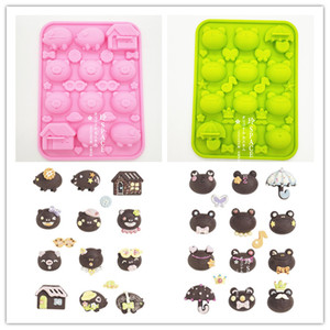 现货日本代购小猪小屋青蛙雨伞装饰巧克力蛋糕蒸糕烘焙硅胶模具