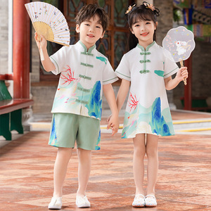 六一儿童节汉服江山图小学生运动会表演服幼儿园大合唱唐装中国风