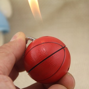 新奇特奇葩个性足球篮球打火机挂件式创意明火打火机充气款点烟器