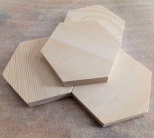 实木松木片多边形六边形木片6边形木块蜂窝形木块手工DIY异形木板