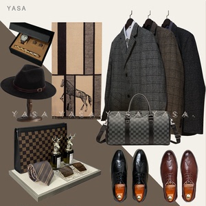 YASA【商务男士衣柜】样板房衣帽间意式轻奢衣服皮鞋软装咖色主题
