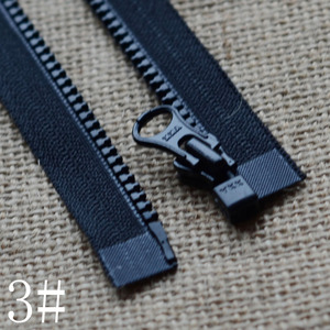 外套拉链 3号树脂单开拉链 黑织带30-100cm 塑料门襟黑拉链