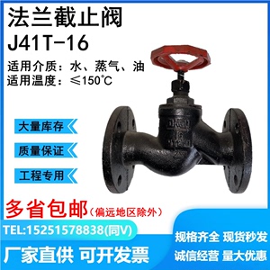 J41T-16铸铁铜芯法兰截止阀高温蒸汽DN15 20 25 40 50 20 6580100