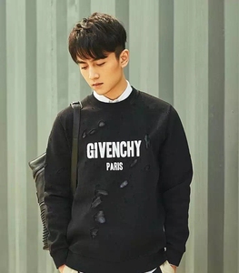 现货 Givenchy/纪梵希 gvc 新款黑色 字母logo大破洞破坏卫衣