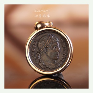 Element元素 古罗马皇帝古币吊坠18k金铜币素金简约百搭男女同款