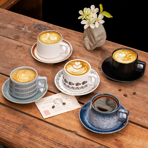 复古陶瓷咖啡杯碟套装下午茶杯子简约家用早餐牛奶花茶杯高档精致