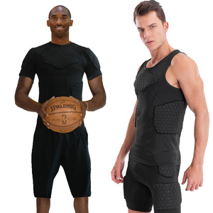 篮球蜂窝防撞短袖橄榄球护垫长裤健身护胸背心护甲训练防护短裤护