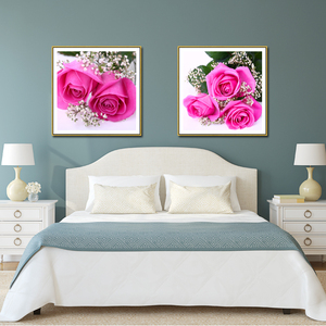卧室床头温馨装饰画餐厅现代时尚花卉挂画玫瑰花清新壁画背景墙画