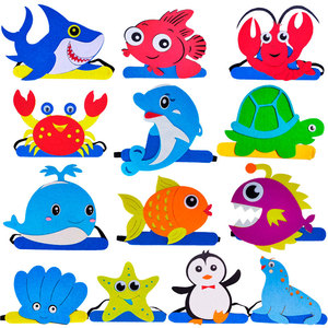 儿童卡通动物帽子头饰小鱼龙虾金鱼海豹海星鲸鱼头套幼儿园表演出