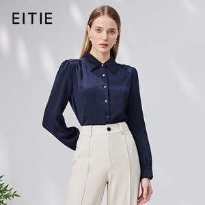 EITIE爱特爱时尚正肩显瘦经典气质通勤OL雪纺衬衫上衣秋季新款