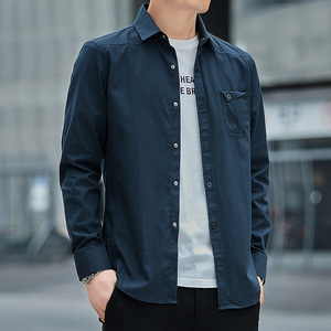 韩版修身小码工装衬衫XS青年小个子秋季155时尚休闲长袖衬衣外套S