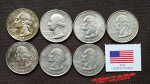 收藏美国纪念币7种价25美分硬币25分美金钱币美分美圆硬币币T77M