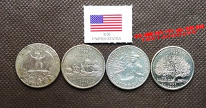 4种美国纪念币25美分硬币钱币25分美金25美分美圆纪念币HZ4Z