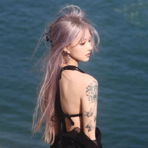 灰紫色假发女全头套中分jk长直发lolita亚文化y2k二次元jk彩洛丽