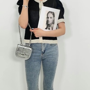韩国新款小众设计牛皮半圆翻盖包链条单肩斜挎包时尚迷你小包包女