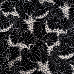黑色韩国金丝绒布料镂空银丝绣花蕾丝花边礼服连衣裙服装设计面料