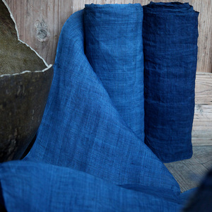 倚山人|手织苎麻传统蓝染indigo夏布门帘偏硬透光手工茶席麻布