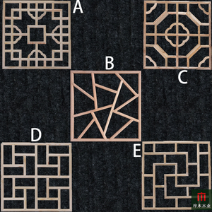 东阳木雕实木镂空花窗格子中式仿古正方形榆木松木花格玄关隔断