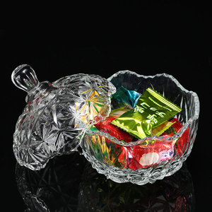 欧式水晶玻璃糖果盅透明有盖钻石糖果罐波浪边缘零食收纳罐子摆件