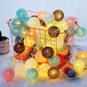 泰国藤球棉线球灯串圣诞节日ins装饰灯卧室小彩灯闪灯圆球灯LED灯