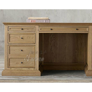 出口欧式实木仿古家具 法式美式乡村立柱腿写字台工作台书桌