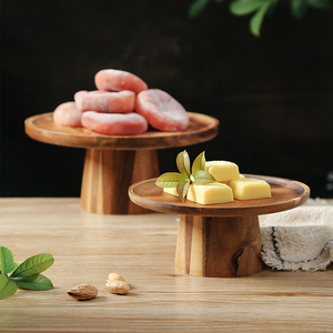 日式蛋糕托盘家用实木质干果寿司点心托盘高脚水果盘甜品摆件ins