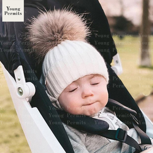 婴儿帽子秋冬款毛球帽兔绒围巾洋气婴幼儿童冬保暖宝宝可爱毛线帽