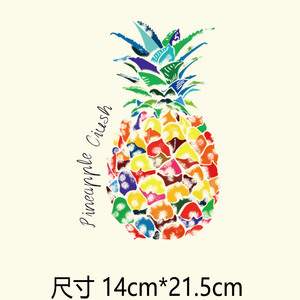 大菠萝彩色水果男女夏季短袖T恤热转印烫图烫贴胶片A级粉烫画图案