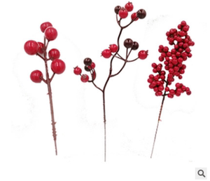 红果插枝 圣诞仿真浆果红果串 泡沫果花环圣诞树插枝装饰