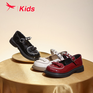 红蜻蜓女童鞋2024春季新款复古黑色皮鞋洛丽塔公主单鞋校园演出鞋