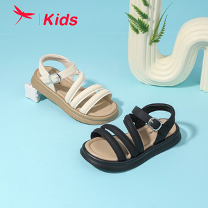 红蜻蜓女童鞋2024夏季新款罗马凉鞋时尚气质沙滩单鞋透气耐磨防滑