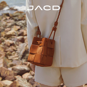 JACD原创美拉德水桶包夏季复古风新款大容量托特包棕色斜挎包包女