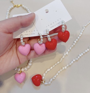 韩国东大门代购新款珍珠爱心耳圈时尚气质优雅甜美耳坠耳环耳饰女