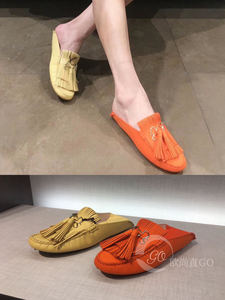 Tods/托德斯5.3折代购女士黄色/橙色流苏穆勒鞋